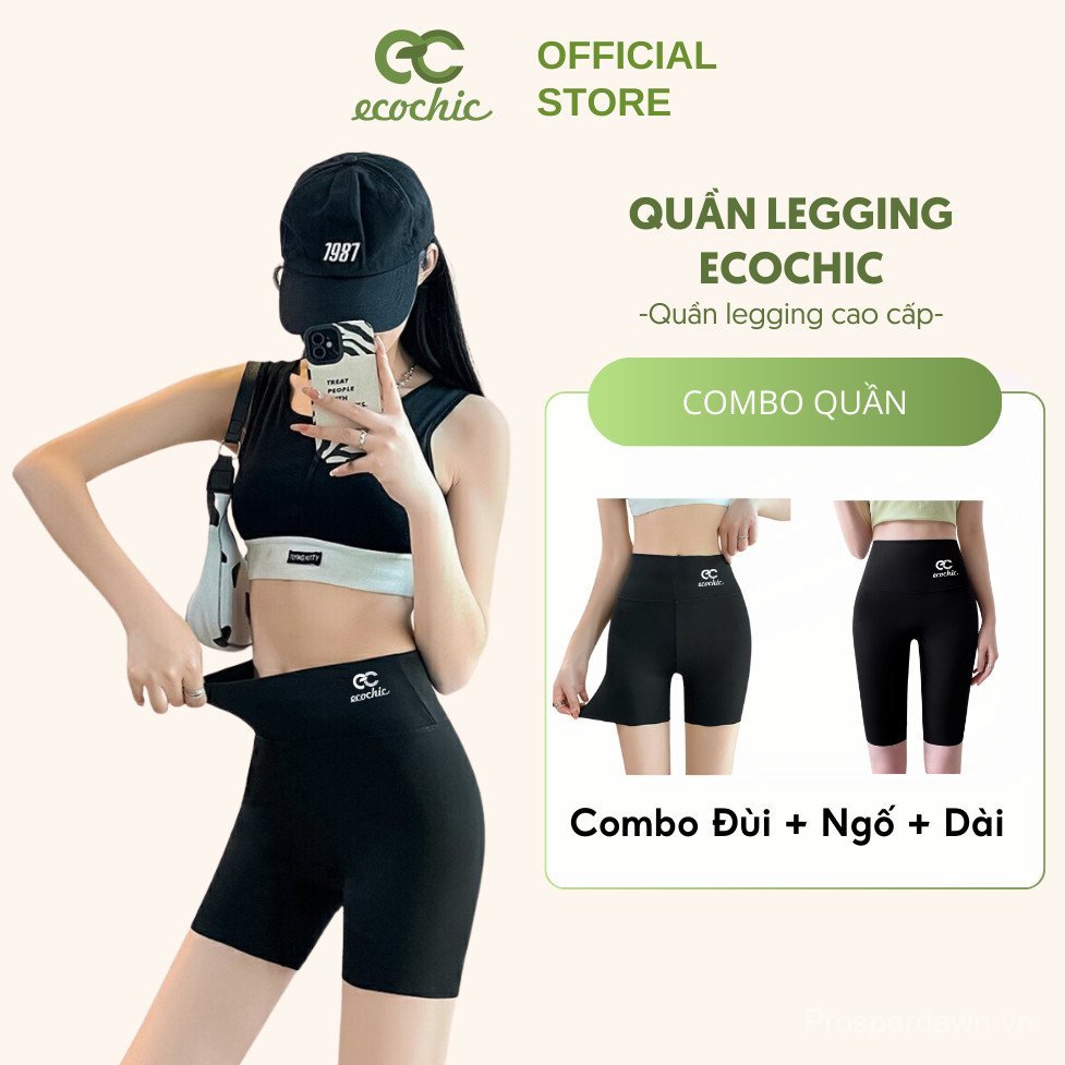 Ecochic Quần Legging Nữ Đùi Dài Eo Cao, Tích Hợp Nâng Mông, Phù Hợp Tập Gym Và Yoga