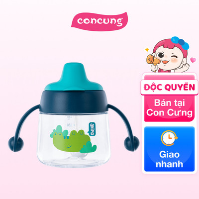 Bình tập uống núm silicone Animo (xanh, 180ml, RK-B1042A)
