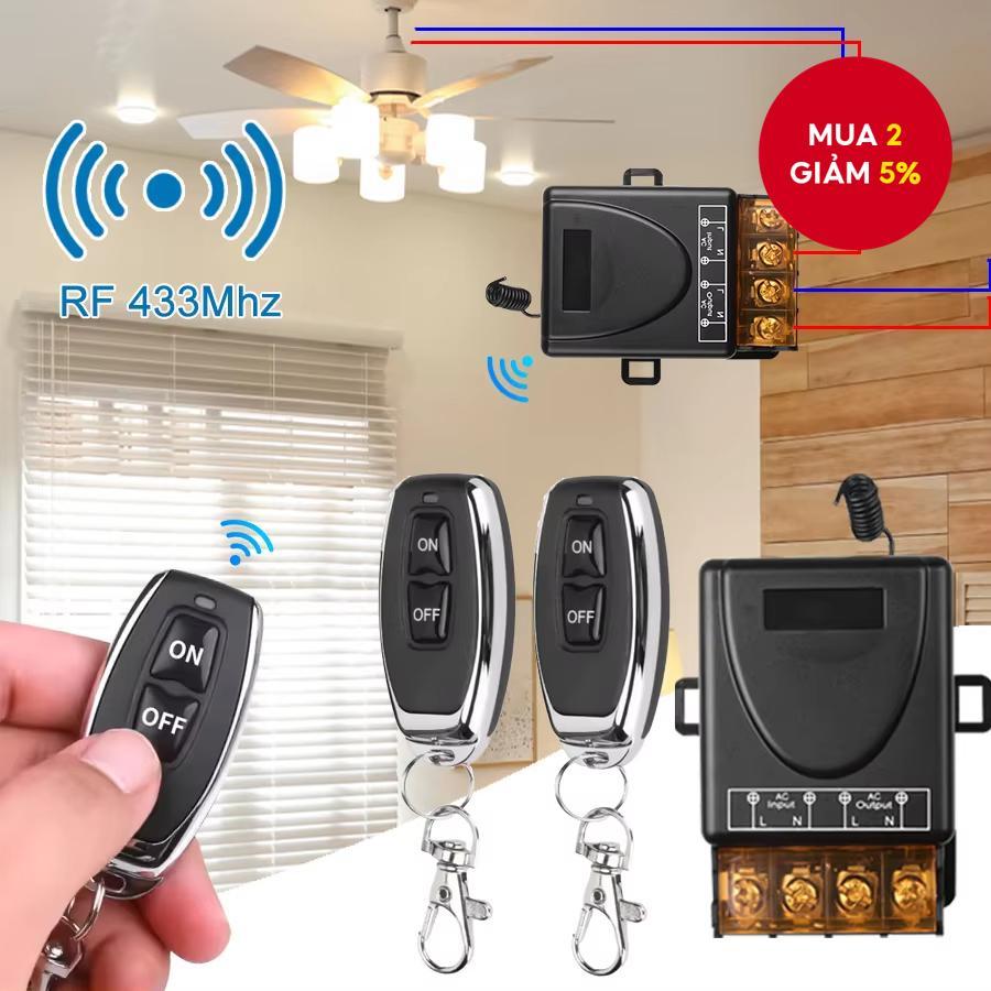Công tắc điều khiển từ xa không dây 433MHz AC 110V 220V 30A Bộ nhận 1CH và bộ phát RF 433MHz 2 nút