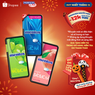  COMBO Kẹo ngậm không đường Mentos Hương Đào Nho Bạc Hà  hộp nhựa  mang đến hơi thở tươi mát 