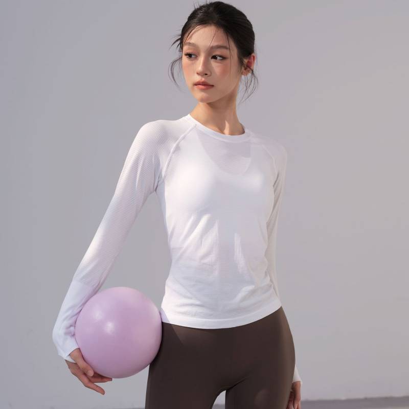 round Neck Professional Running Training Workout Clothes Tight High Elastic Slimming Sports Long Sle
