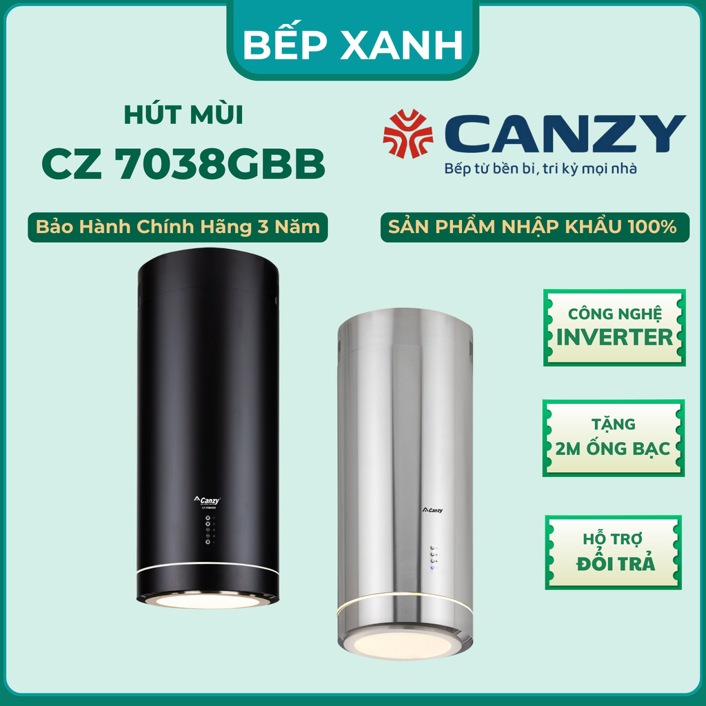 Máy hút mùi Canzy CZ 7038GBB | Hút độc lập CZ 7038GB | Mẫu máy độc lập | Máy hút mùi đảo
