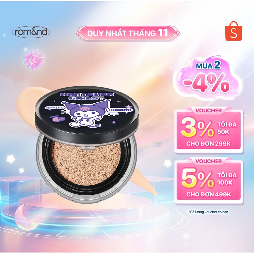 [Rom&nd X SANRIO] Phấn Nước Che Phủ Hoàn Hảo NU ZERO CUSHION