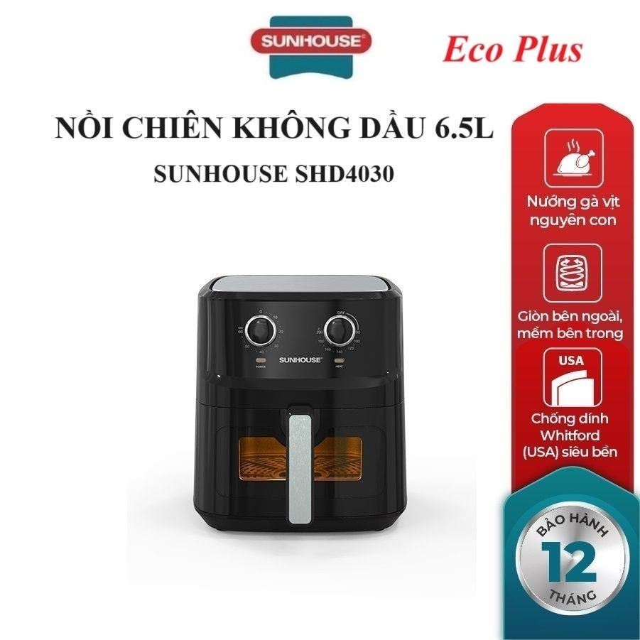 NỒI CHIÊN KHÔNG DẦU 6.5L SUNHOUSE SHD4030