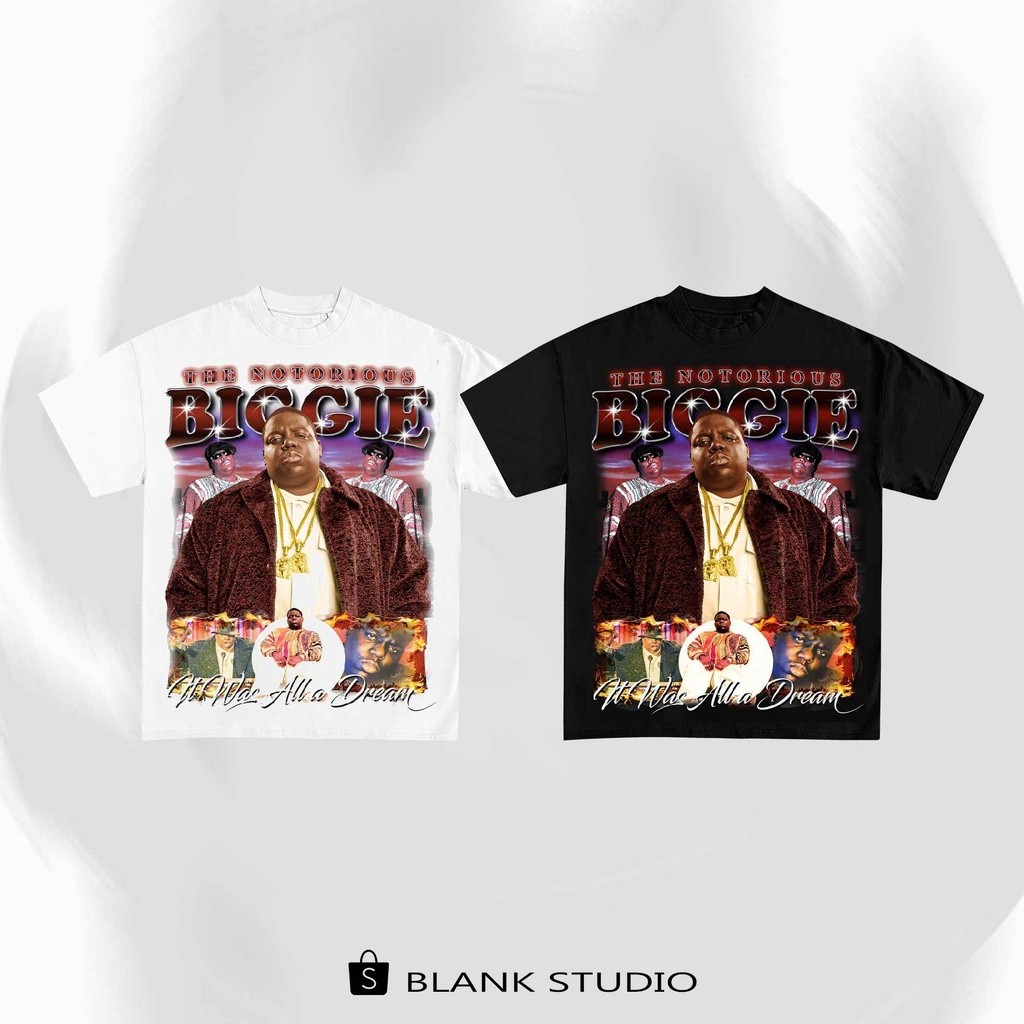 BLANK | Áo Thun BIGGIE Tay Lỡ Unisex - Đen/Trắng Cổ Tròn