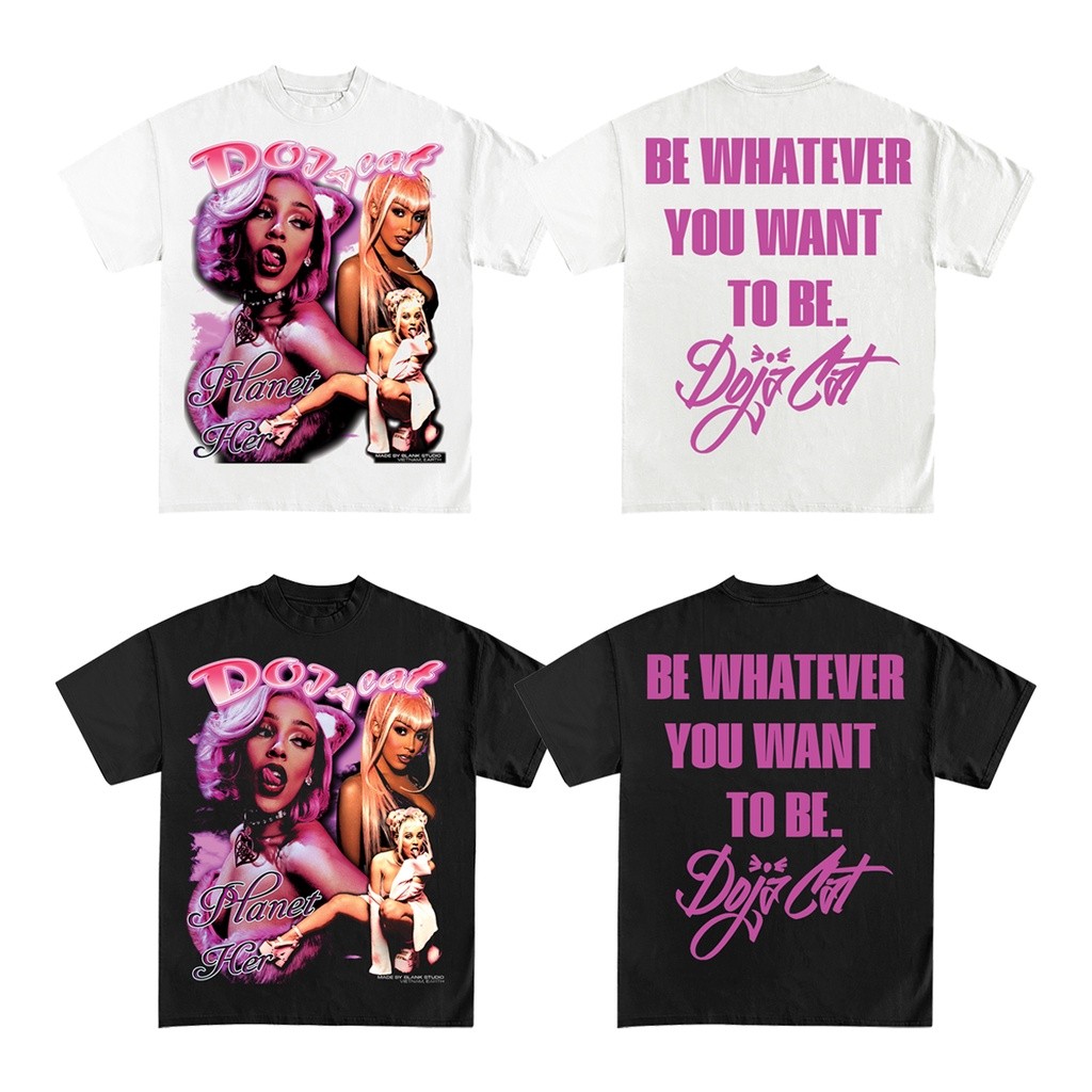 BLANK | Áo Thun DOJA CAT Tay Lỡ Unisex - Đen/Trắng Cổ Tròn