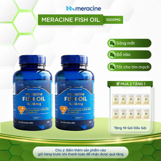  Combo 2 Hộp Viên Uống Dầu Cá Meracine Fish Oil 1000mg Bổ Sung Omega-3 Hỗ Trợ Sáng Mắt Bổ Não Bảo Vệ Tim Mạch 90 Viên 