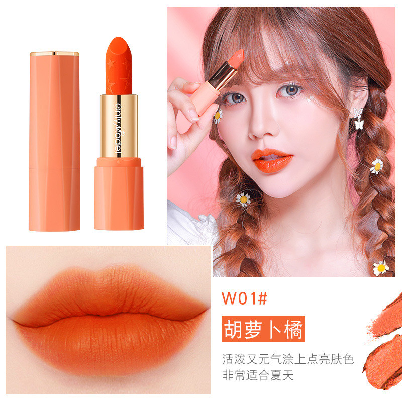 Weimo Orange Lipstick White Matte Dirty Orange Su Yan Carrot Pumpkin Hàng có sẵn 11201
