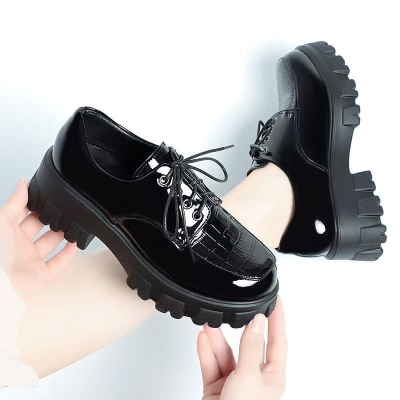 Giày Da Nữ Đế Dày Mới Tất Cả Trận Đấu Giày Đơn Phong Cách Anh Quốc Đế Dày Giày Da Nhỏ Dây Buộc Ngón 