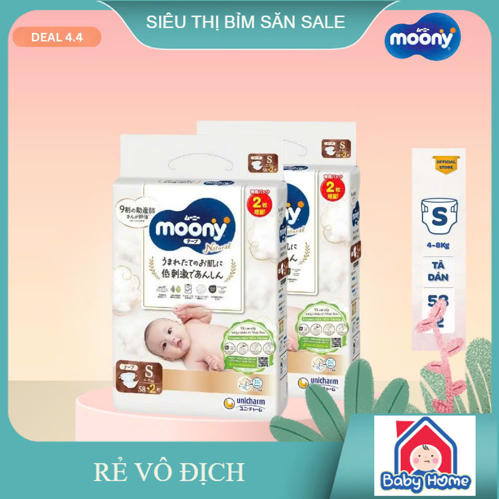 Tã Bỉm dán, tã Bỉm quần MOONY Dịu Nhẹ, Moony Natural, Moony trắng siêu cao cấp cho Bé