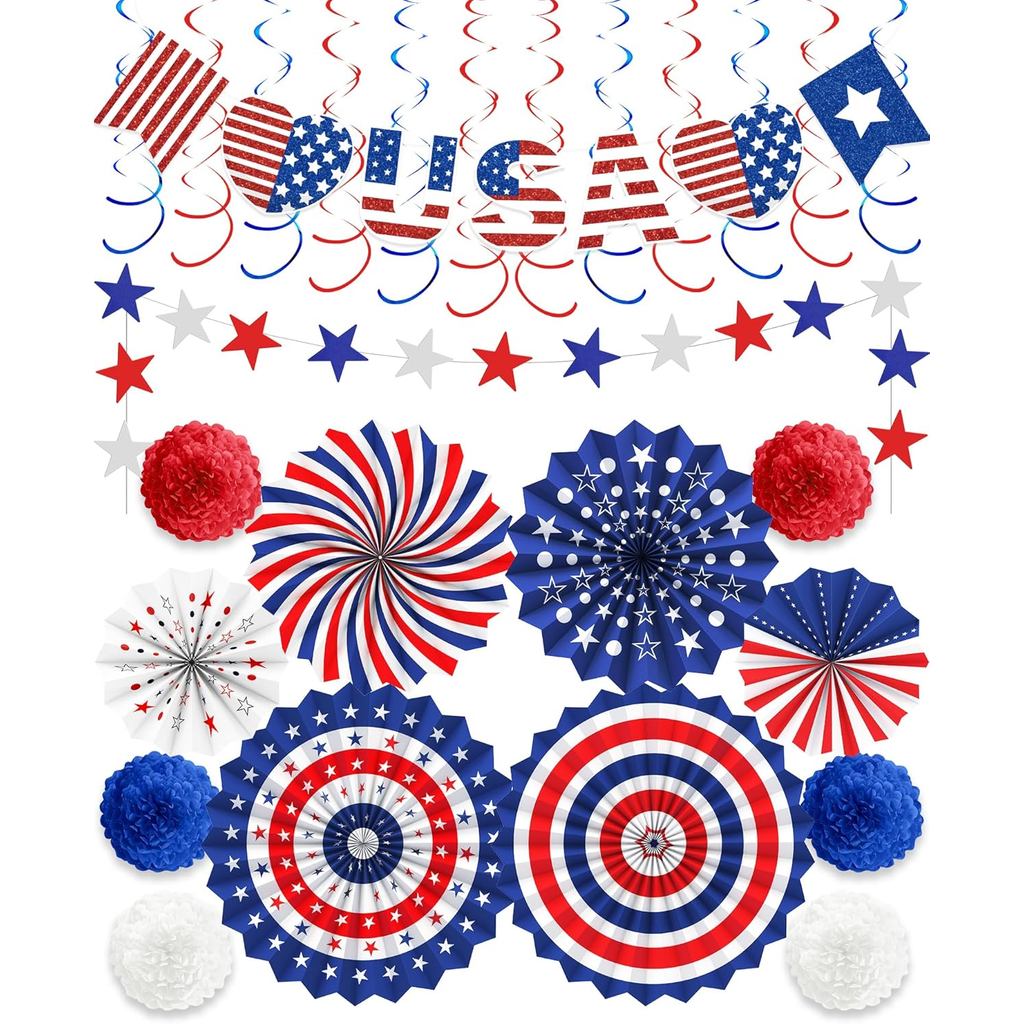 26 Chiếc 4th of July Đồ Trang Trí Ngoài Trời, Đồ Trang Trí Yêu Nước TÌNH YÊU Hoa Kỳ Biểu Ngữ Đỏ Trắn