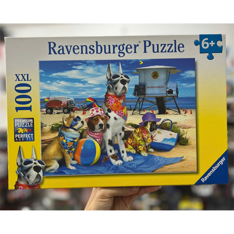 Ravensburger Puzzle 100pc XXL - No Dogs on the Beach cho bé từ 6 tuổi