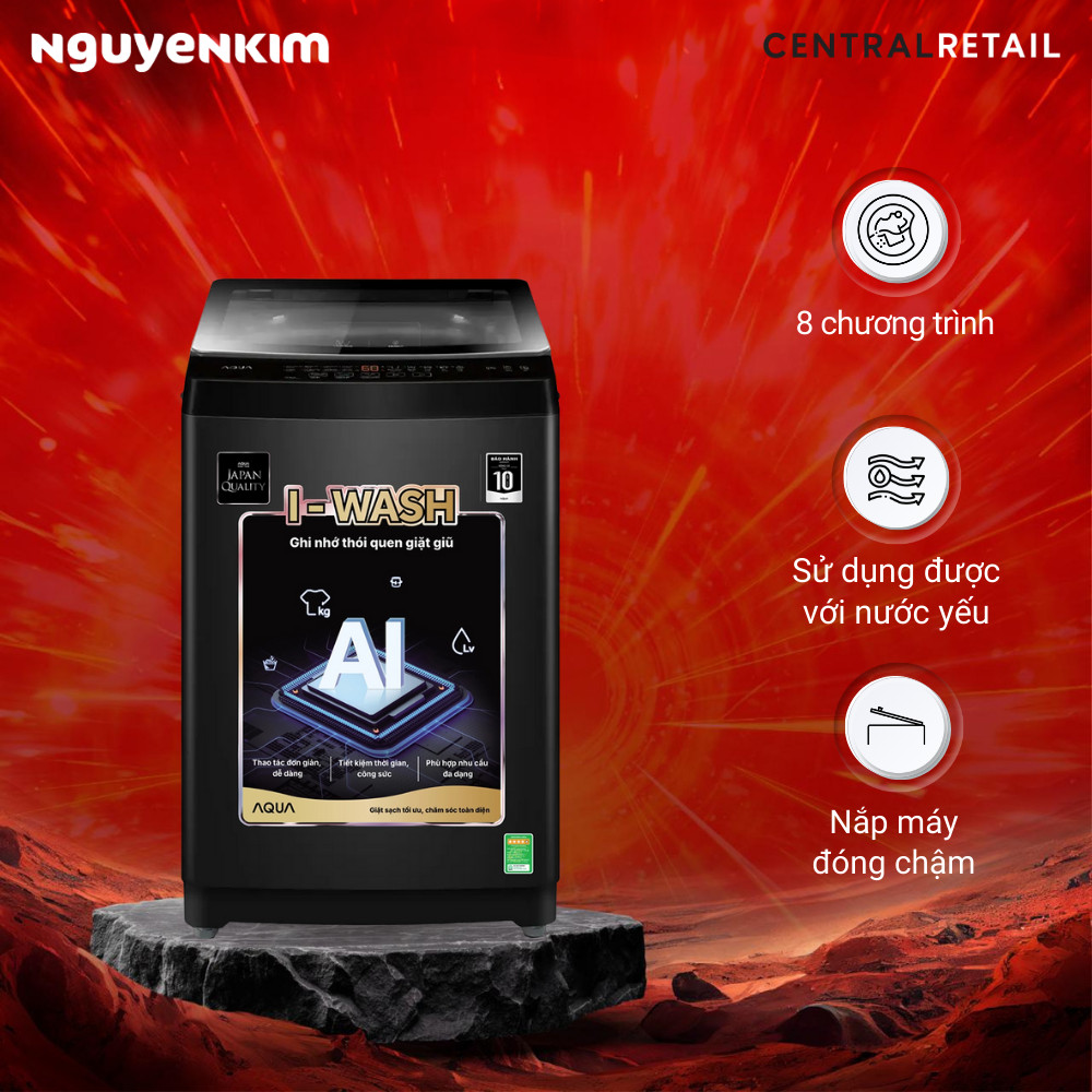 Máy giặt cửa trên Aqua 9 kg AWM9-316K(B)