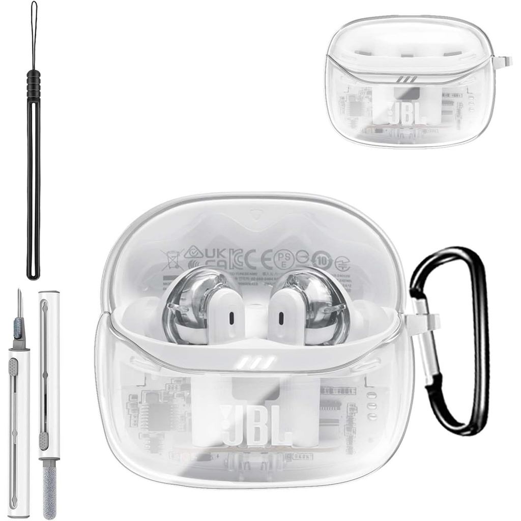 Ốp lưng cho tai nghe không dây JBL Tune Beam 2 Ghost, Vỏ bảo vệ mềm siêu trong suốt cho JBL Tune Bea