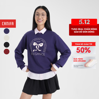  Áo nỉ nữ CANIFA cổ tròn dài tay có hình in 6TW24W002 