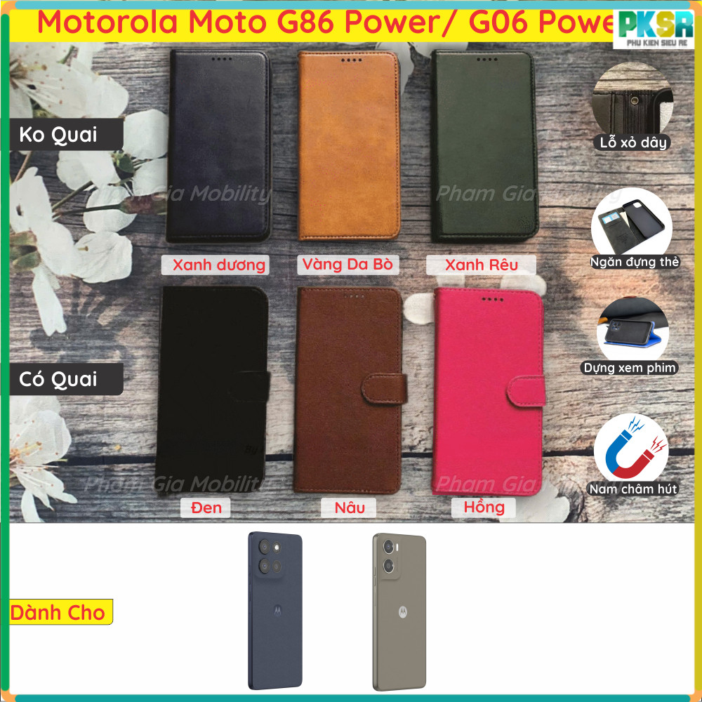 Bao da dành cho Motorola Moto G86 Power/ G06 Power/ G86 chất da mịn, cao cấp, có ngăn thẻ, nắp gập (
