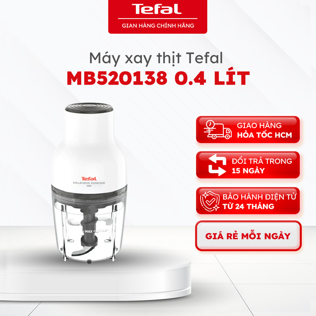 Máy xay thịt Tefal MB520138 0.4 lít, 300W, dao 4 cánh - Chính hãng, bảo hành 24 tháng [HOẢ TỐC 2H]