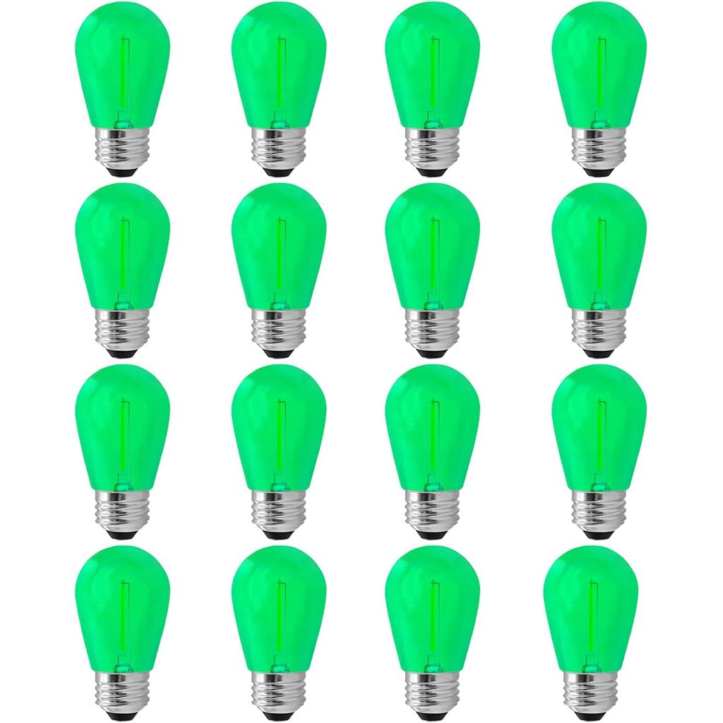 Lxcom Lighting 16 Bóng đèn LED S14 xanh 1 watt, Bóng đèn thay thế Giáng sinh, Tương đương 10 watt, E