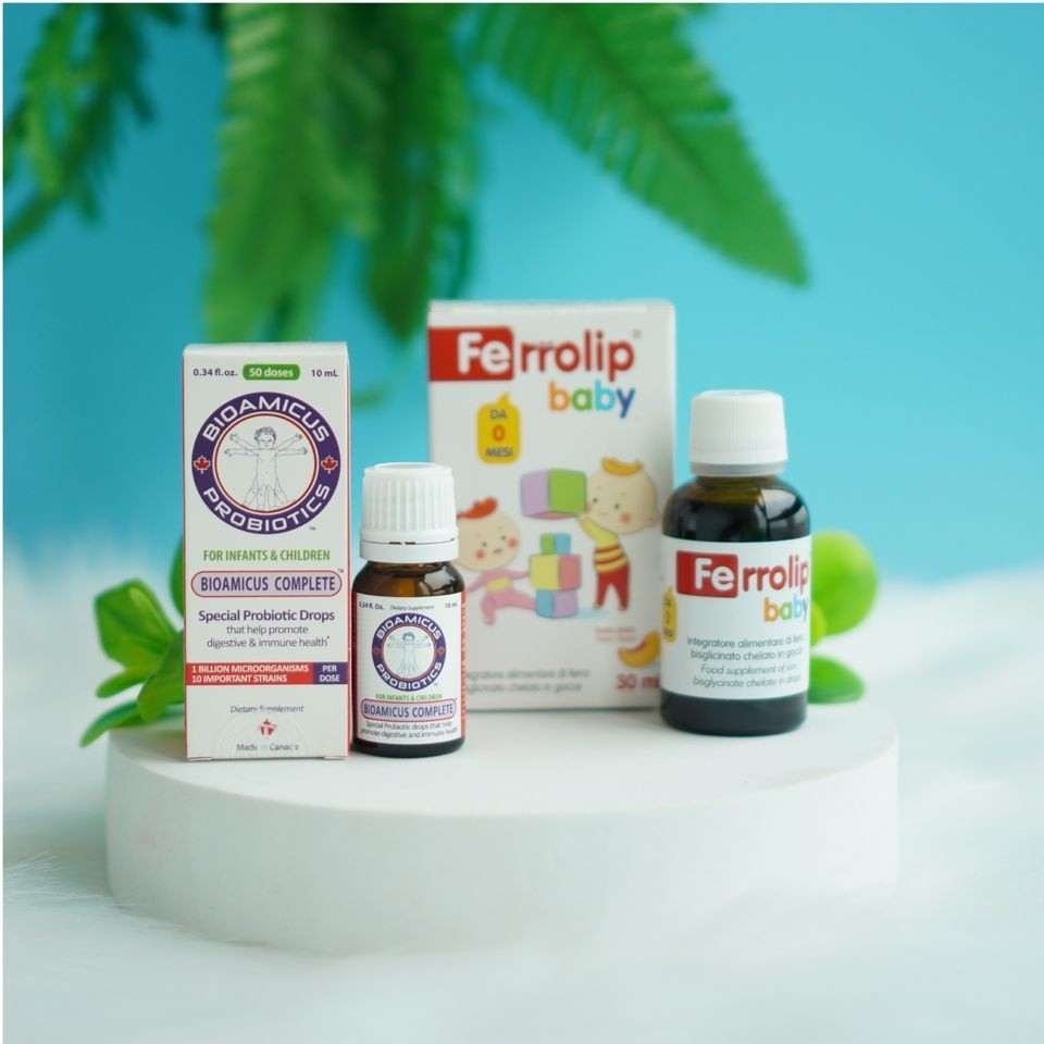 Sản phẩm bổ sung Kẽm Biolizin, sắt Ferrolip Baby, K2d3 và men 10 chủng BioAmicus