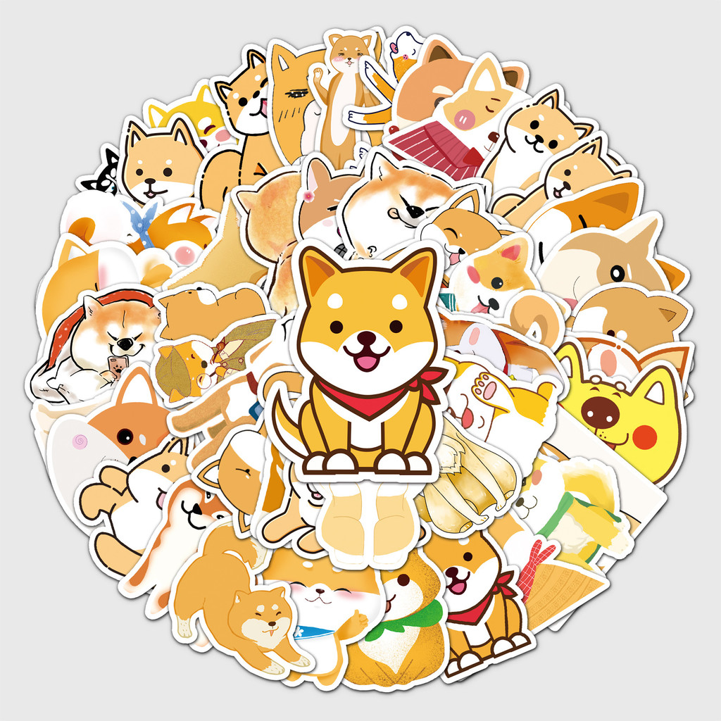 51 Tờ Không Lặp Lại Hoạt Hình Dễ Thương Shiba Inu Graffiti Động Vật Con Chó Con Vali Máy Tính Bảng X