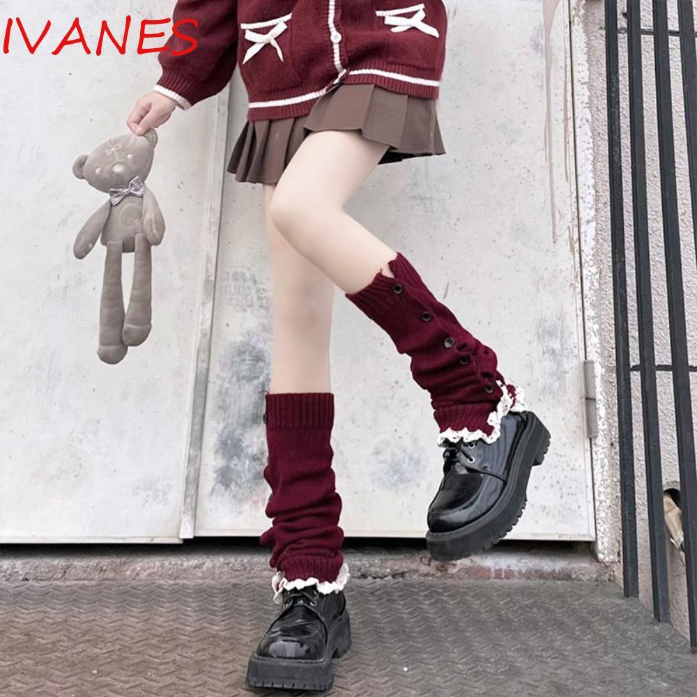 IVANES Y2K Bộ Outfit Gothic & Balletcore: Áo Len Cổ Lọ và Quần Legging, Phù Hợp Mùa Thu Đông