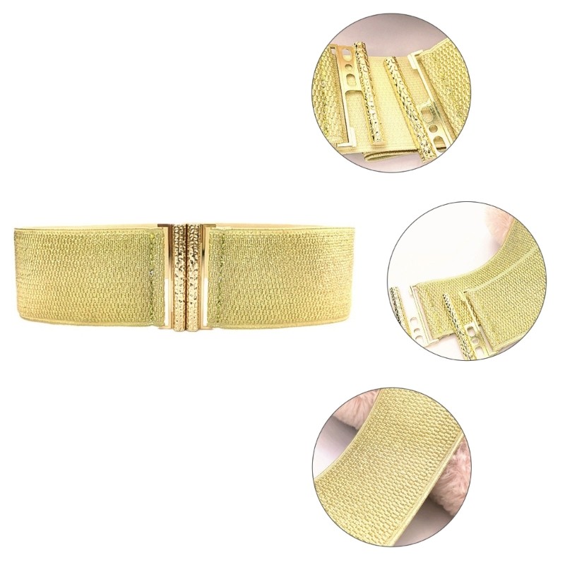 Fir Gold Corset Rộng Corset Thắt Lưng Trang Trí Eo Cincher Co Giãn Waspie Thắt Lưng Lấp Lánh Waspie 