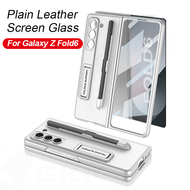 LUSHUO Bao Da Bút Cho Samsung Galaxy Z Fold 6 Màn Hình Bên Ngoài Kính Bảo Vệ Đứng Bao Da Cho Galaxy 