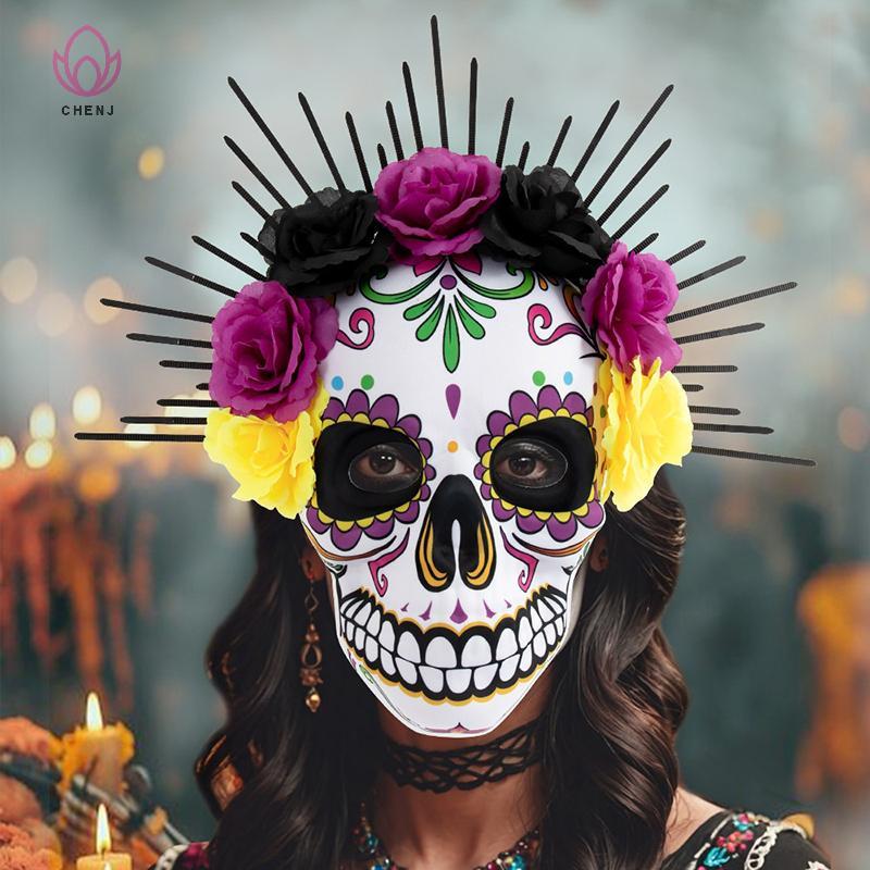 [CHENJ] Gothic Halloween Mexico Day Of The Dead Mask Full Mask EVA Halloween Party Mask Mặt nạ mắt M