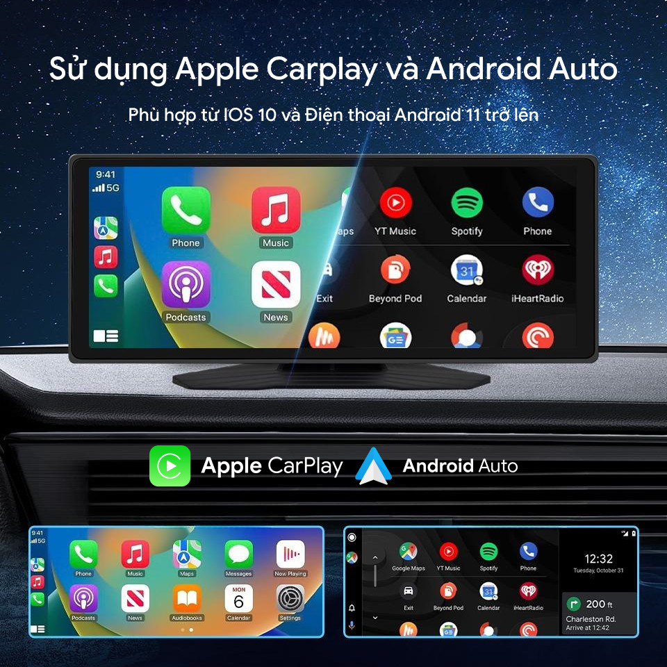 Màn hình IPS Cronus Carplay 10.26 inch - Hỗ trợ Apple Carplay & Android Auto - Kết nối không dây