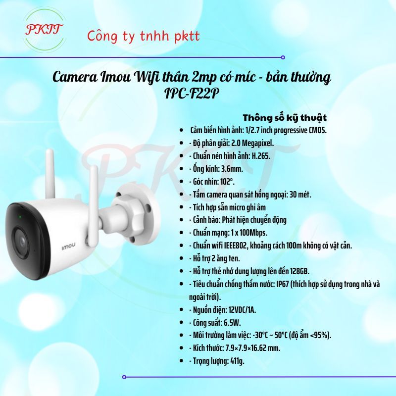 Camera wifi ngoài trời cố định Imou F22P, F32P, F32FP, F52FP, IPC-S3EP-3M0WE,IPC-S3EP-5M0WE, IPC-S3D