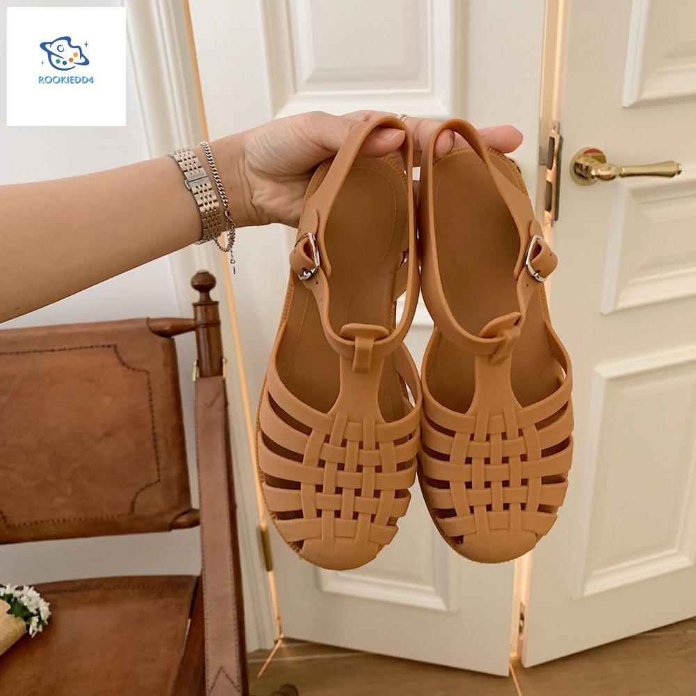 Xăng đan La Mã Mùa Hè ROOKIEDD4, Dép Thạch La Mã PVC Chống Trơn Trượt, Đế Mềm Thoải Mái Mũi Tròn Rỗn