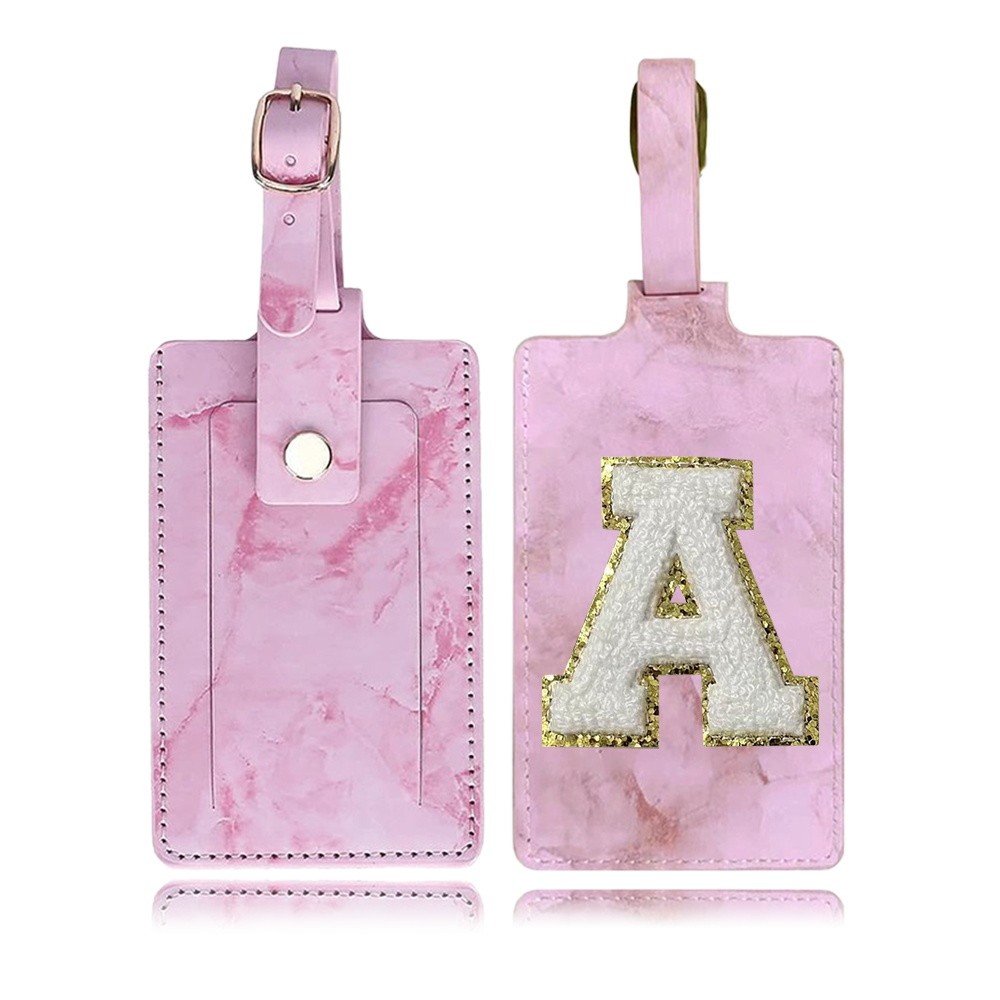 Nhãn koper Thông tin thẻ hành lý màu hồng đã kiểm tra hộp hành lý chống thất lạc tấm nhận dạng thêu 