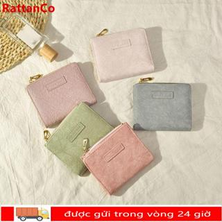 Ví dây kéo RATTANCO, Ví ngắn bằng da nhỏ, Quà tặng túi đựng tiền màu trơn dung tích lớn kiểu cổ điển