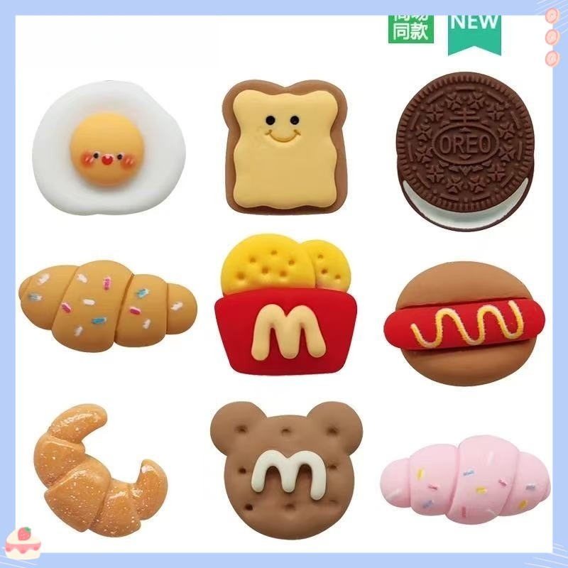 Charm /Miếng dán sandal kiểu bánh quy sô cô la thơm ngon, phụ kiện giày, dép sandal nút 3D, thích hợp trang trí giày