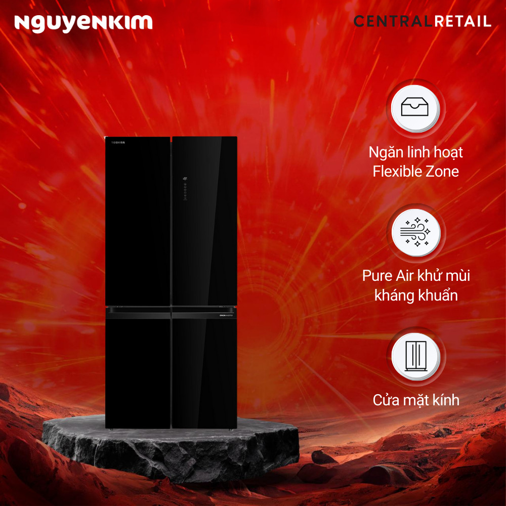 Tủ lạnh 4 cánh Toshiba Inverter 515 lít ngăn đông dưới GR-RF677WI-PGV(22)-XK .