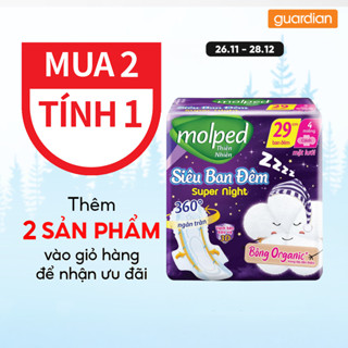  Băng Vệ Sinh Molped Thiên Nhiên Siêu Ban Đêm Cánh 29Cm 4 Miếng 