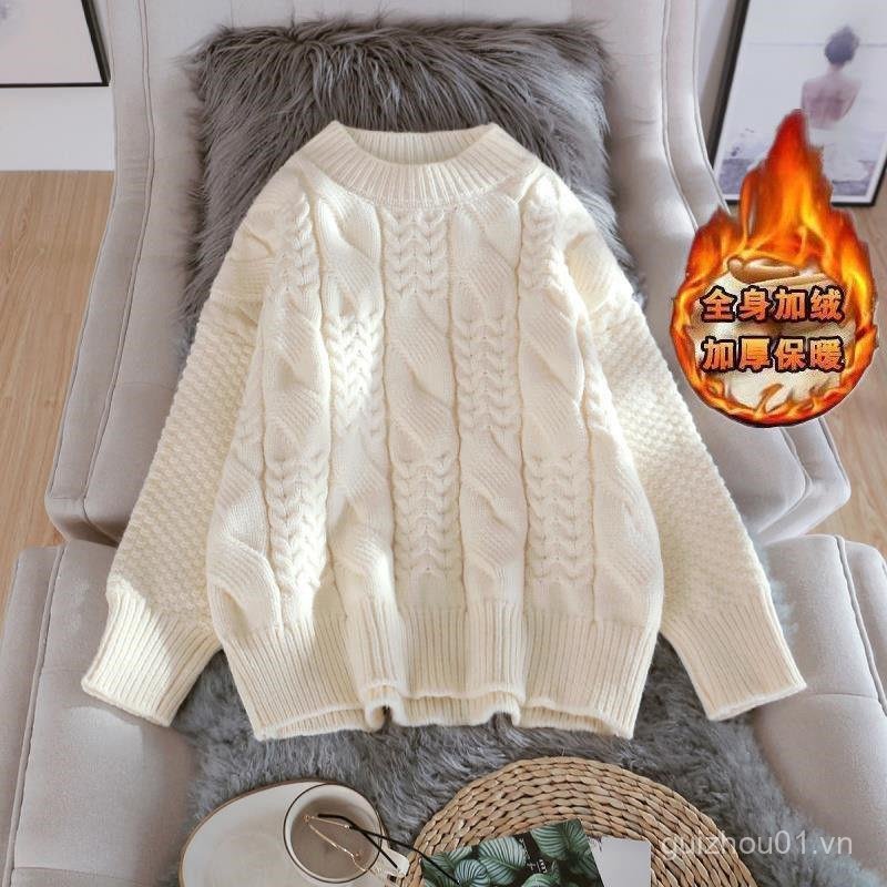 Áo len cổ tròn nữ phong cách mới, dày và xoắn đáy áo - G2D5