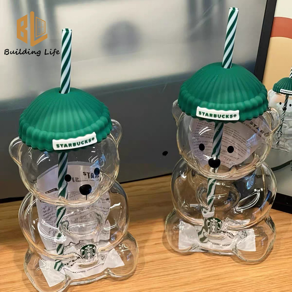 Cốc Starbucks Mũ Xanh Gấu Rơm Cốc 591ml Bắc Mỹ Barista Bear Phiên Bản Giới Hạn Hoạt Hình Cốc Cà Phê 