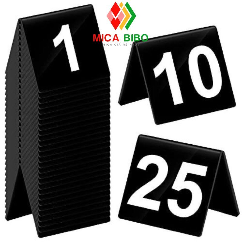COMBO 10–50 THẺ SỐ ĐỂ BÀN MICA – IN UV THEO YÊU CẦU