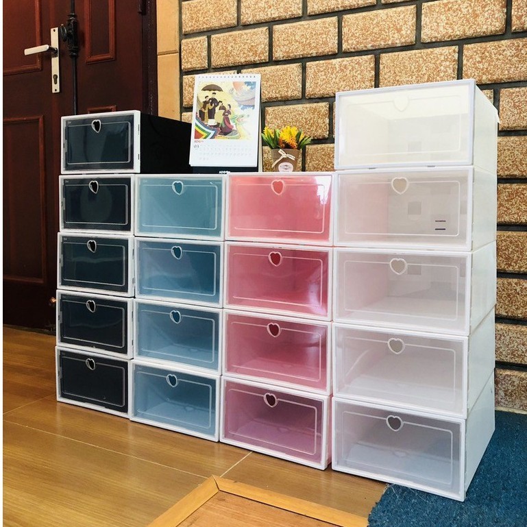Combo 10 Hộp đựng giày size lớn làm bằng nhựa mica có nắp cứng chịu lực chống bụi bẩn- Tặng hút ẩm
