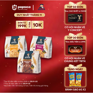  Combo 3 Gói Bánh Quy Yến Mạch QUAKER 250G Hương Socola Hạnh Nhân Mật Ong Nho Khô 