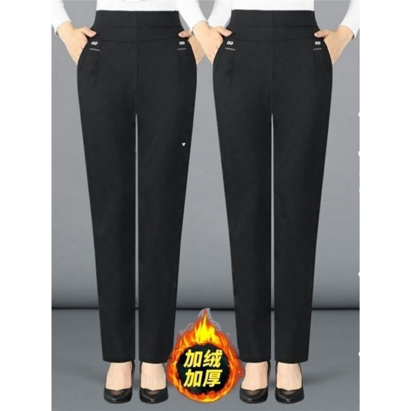 quần nỉ quần nỉ lót lông nữ Quần nữ dày dặn lót nhung mùa thu đông quần thường ngày co giãn cạp cao 