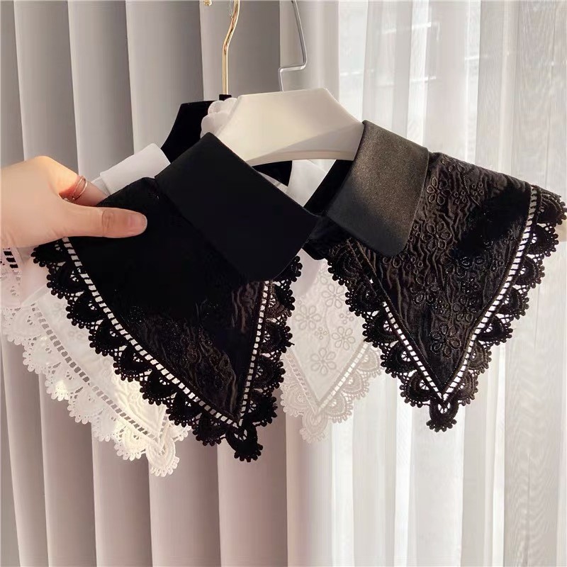 Cổ giả organza ren Peter Pan có thể tháo rời, phong cách Hàn Quốc cho váy