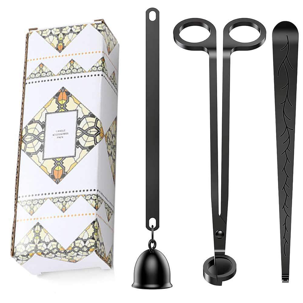 1 Set Black Candle Wick Trimmer Scissors&Bell&Hook, Candle Cutter Home Decor DIY Handmade Candle Mak