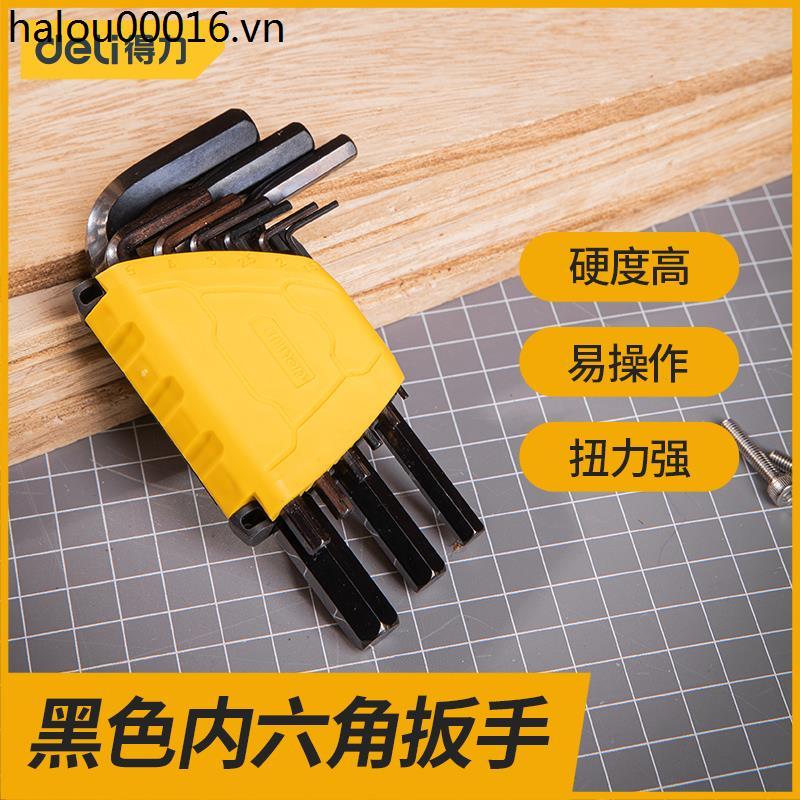 Deli Deli Deli Deli Tool Allen Cờ lê Bộ đầu phẳng màu đen Kết hợp đơn Phần cứng lục giác Vít đa chức