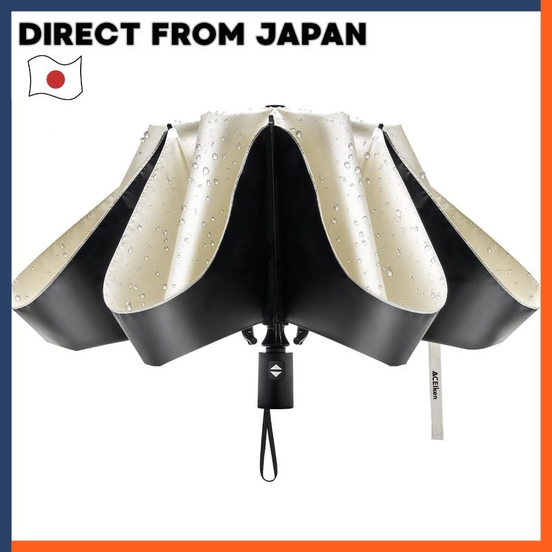 ACEIKEN Inverted Fold Lightweight 210g UV Cut 100% Blackout Folding Umbrella for Women 6-Rib Wind-Re