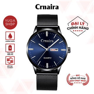 Đồng hồ nam CRNAIRA C9 chính hãng mặt tròn có lịch thứ lịch ngày dây thép không gỉ