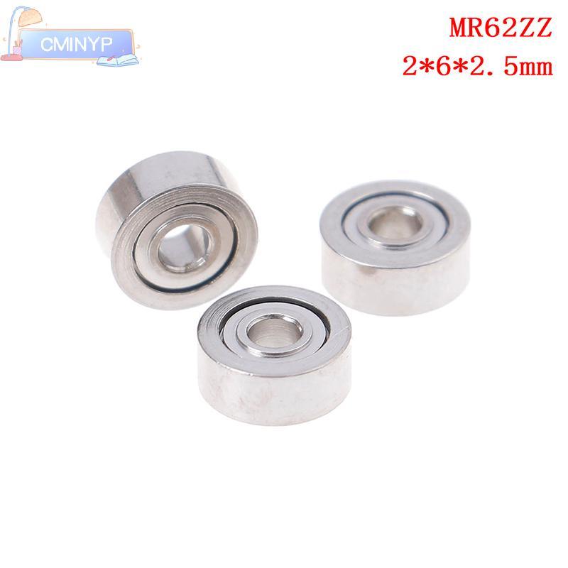 CMINYP 10 Chiếc MR62ZZ (2x6x2.5mm) Vòng bi chính xác được bảo vệ bằng kim loại Vòng bi mini rỗng