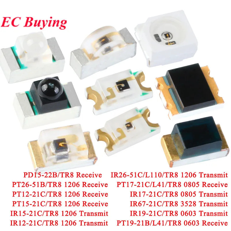 10-20 Cái SMD 1206 0805 0603 3528 940nm Đầu thu hồng ngoại Ống hồng ngoại Phát ra Cảm biến Diode PT2