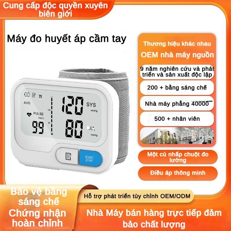 Máy đo huyết áp di động cấp y tế chính xác không tay áo, máy đo huyết áp điện tử sử dụng tại nhà hoàn toàn tự động